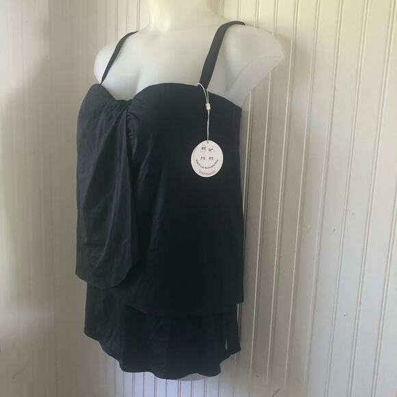 COCO REEF CONTOURS Retail $152 Black Bandeau Tankini (12/36D) Skirt (M) 2 PC - Picture 6 of 8